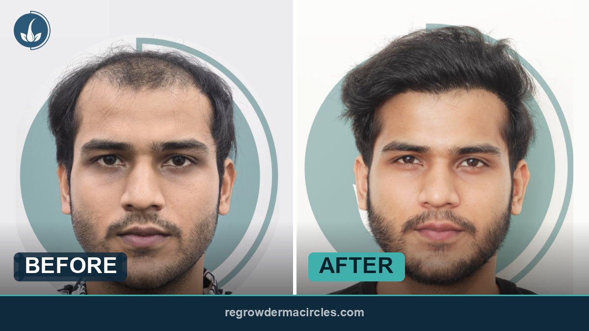 Hair transplant before and after — Regrow by Derma Circles